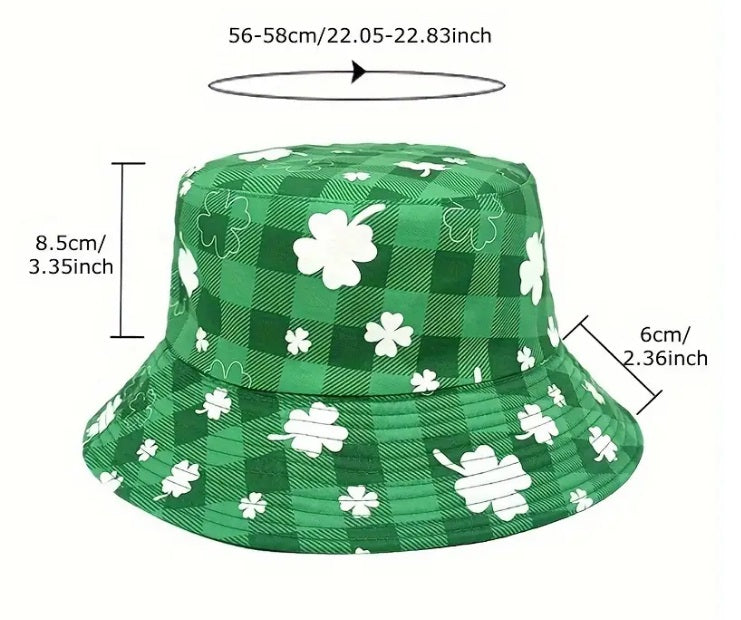 St Patricks Day Bucket Hat Reversible Mens Fabric Print Ireland Irish Clover Saint Mens Womens