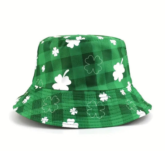 St Patricks Day Bucket Hat Reversible Mens Fabric Print Ireland Irish Clover Saint Mens Womens