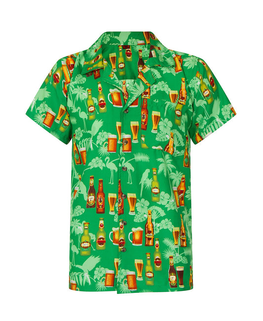 Beer Bottle Hawaiian Shirt Loud Stag Green St Patricks Pub Bar Pint Mens T-Shirt S-XXL