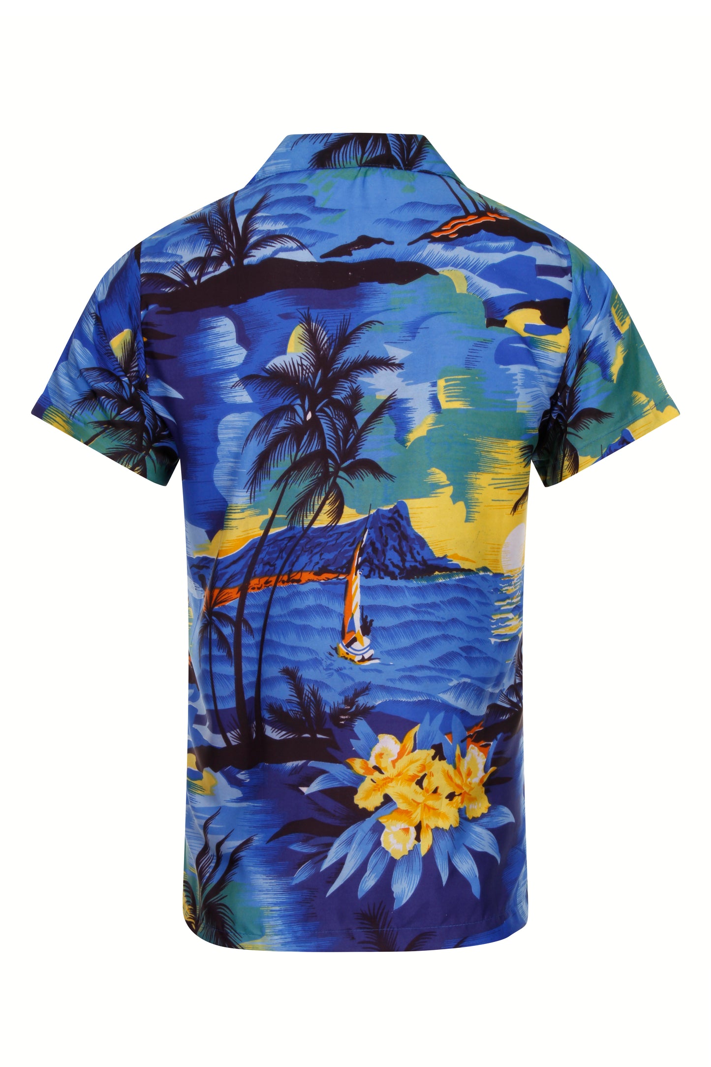 Blue Palm Tree Hawaiian Shirt Hawaii Aloha Tiki Bar Stag Party Fancy Dress Small Mens