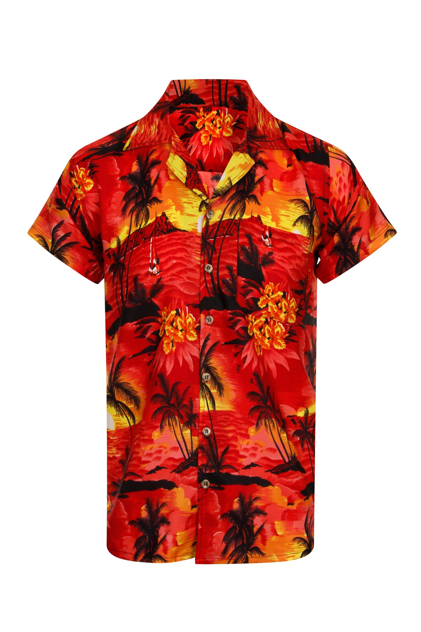 Red Palm Tree Hawaiian Shirt Hawaii Aloha Tiki Bar Stag Party Fancy Dress Small Mens