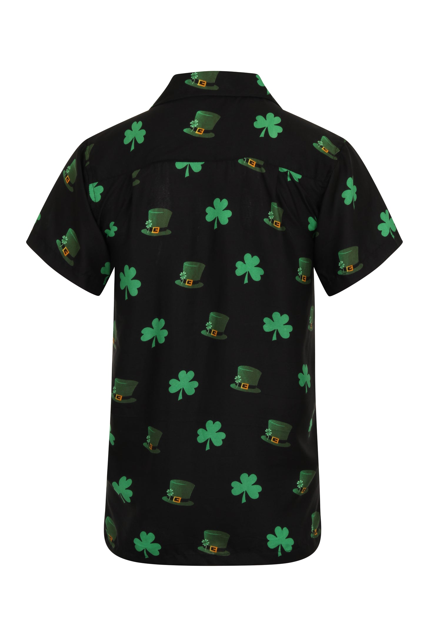 St Patricks Mens Hawaiian Shirt Black Saints Patricks Print Clover S-4XL NEW