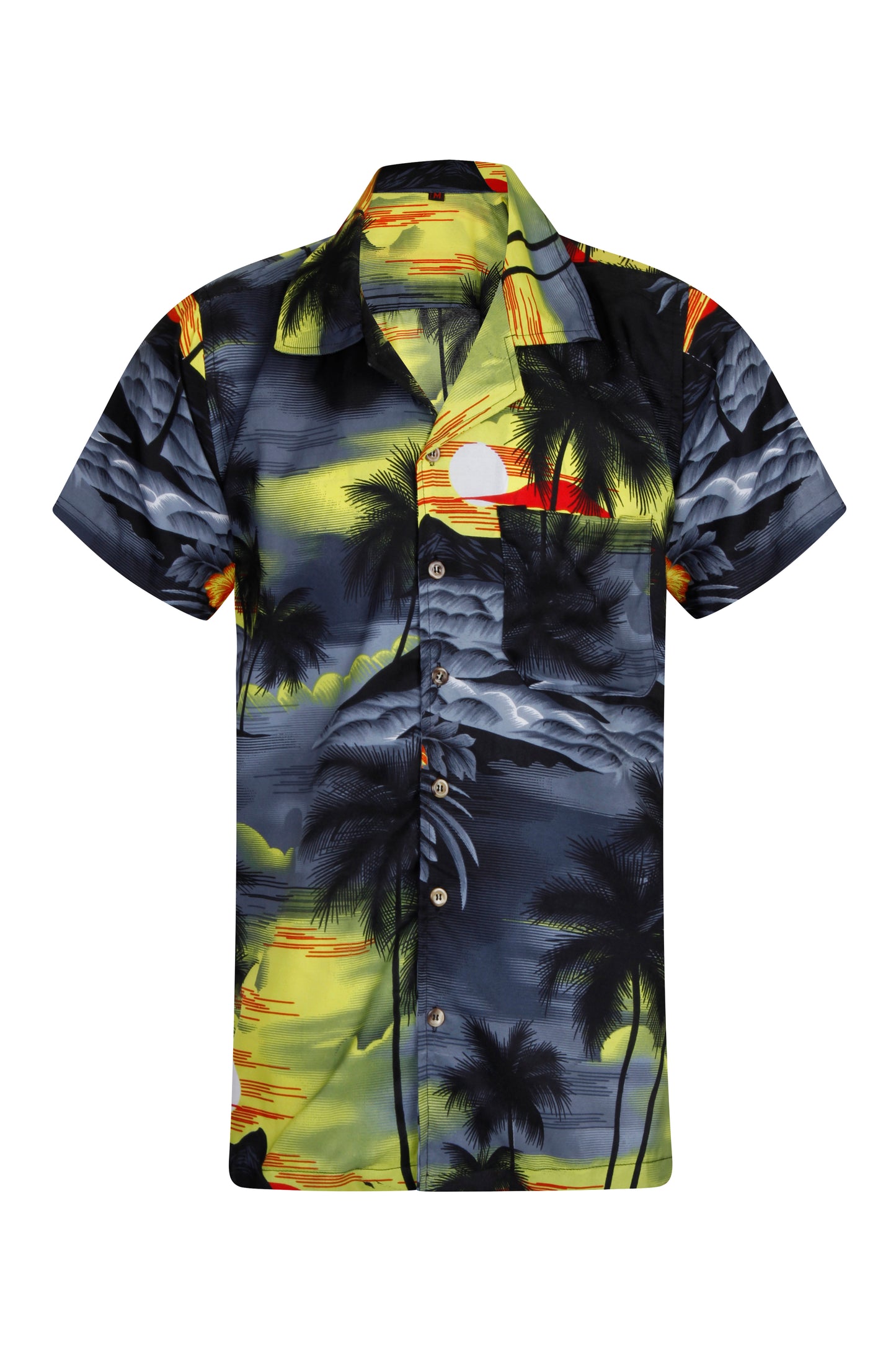 Black Palm Tree Hawaiian Shirt Hawaii Aloha Tiki Bar Stag Party Fancy Dress Mens S-XXL