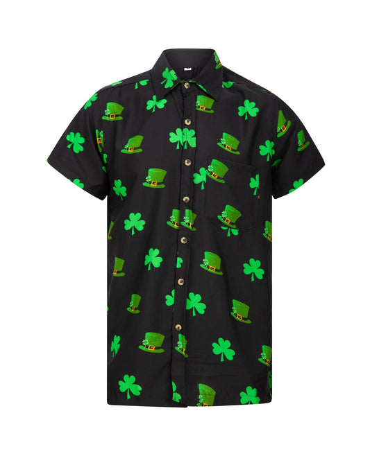 Saint Patricks Top Button Short Sleeve Mens Shirt St Fabrics Print