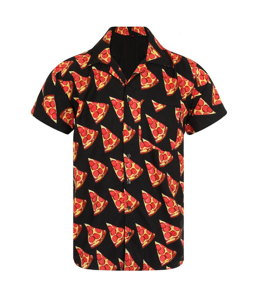 Pizza Hawaiian Shirt Mens Novelty Print Fabric NEW S-XXL