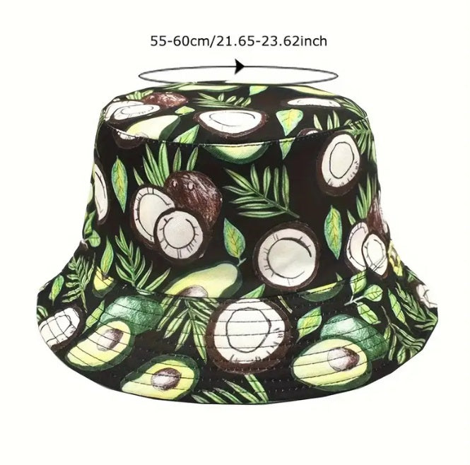 Avocado Print Bucket Hat Mens Womens Unisex Palm Tree Tropical Rare Festival