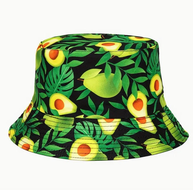 Avocado Print Bucket Hat Mens Womens Unisex Palm Tree Tropical Rare Concert