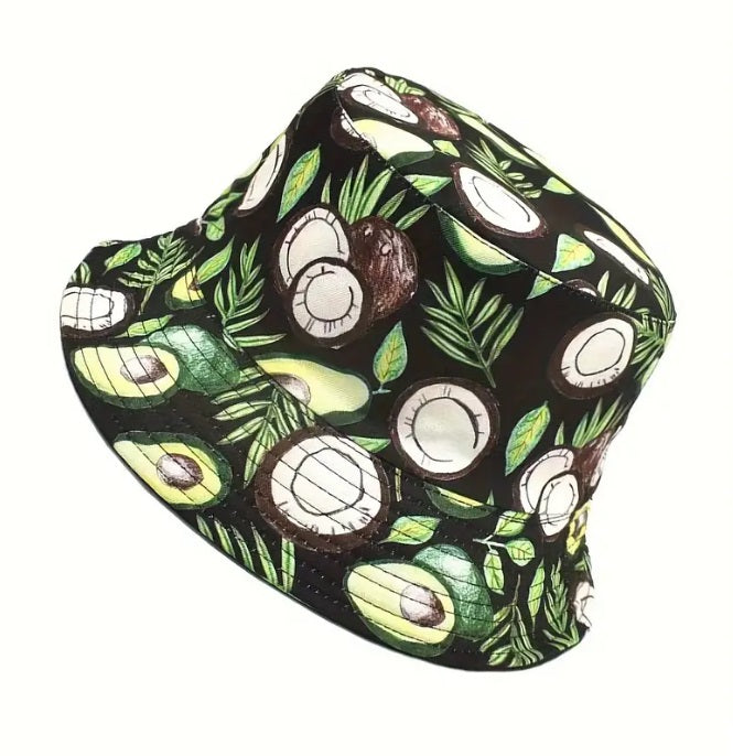 Avocado Print Bucket Hat Mens Womens Unisex Palm Tree Tropical Rare Festival