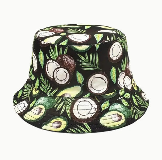 Avocado Print Bucket Hat Mens Womens Unisex Palm Tree Tropical Rare Festival