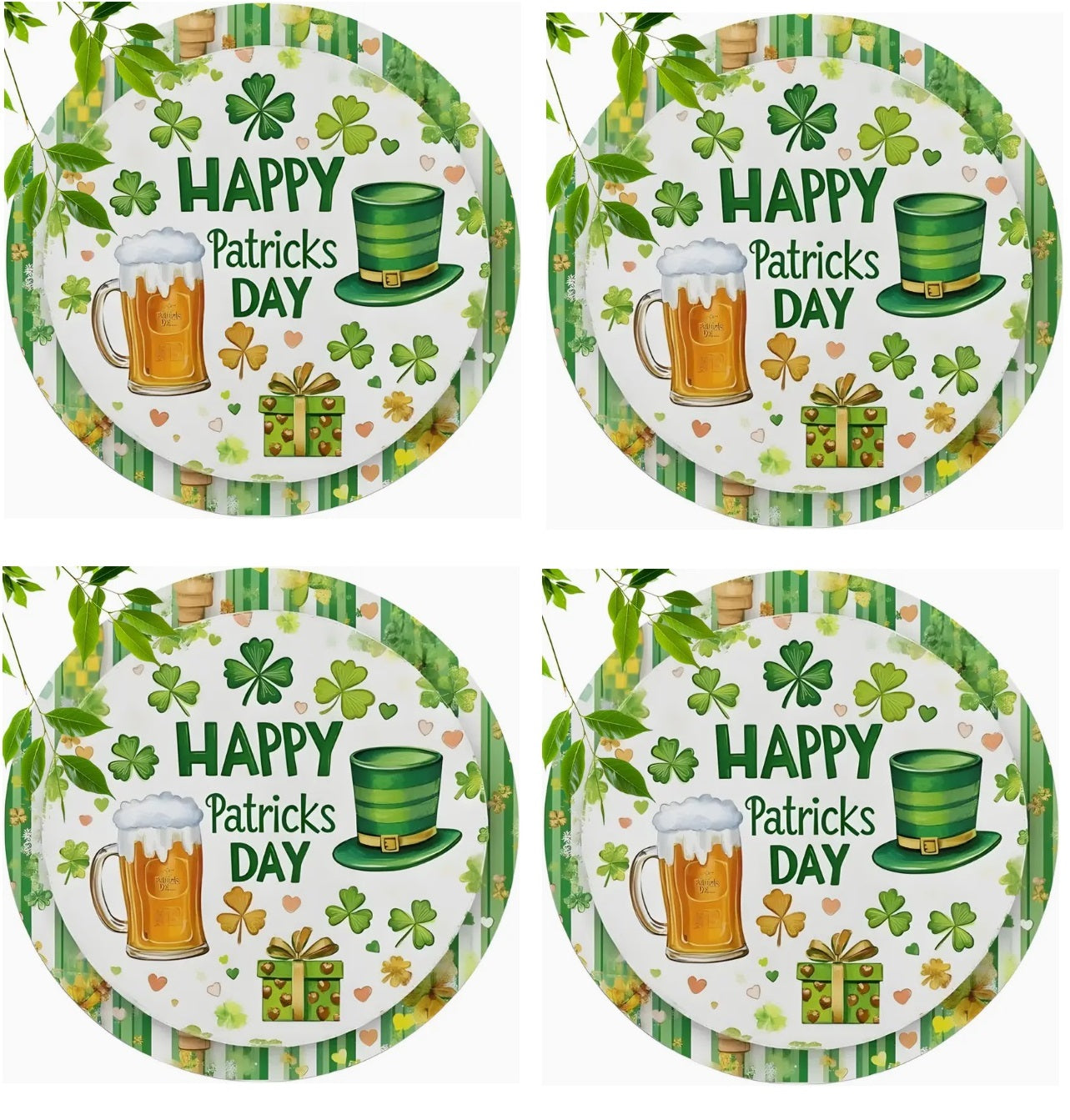 2 Pack St Patricks Coaster Beer Mat Gift Saint Patricks Wooden Ireland Irish UK