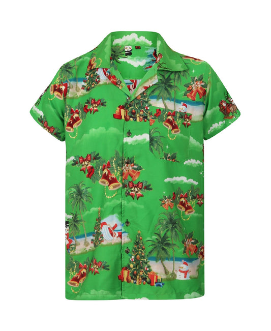 Christmas Hawaiian Shirt Mens Xmas Surfing Santa Surf Party Loud Tree Jingle Bells Hawaii S-4XL