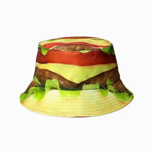 Hamburger Burger Cheeseburger Bucket Hat Mens Fast Food Restaurant Print Festival Gift Casual