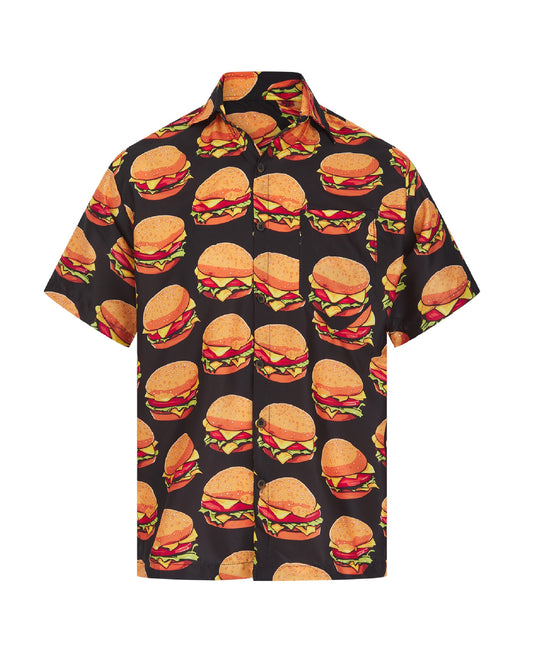 Hamburger Burger Hawaiian Shirt Meme Funny Cheeseburger Fast Food Restaurant Print Loud Holiday Stag Gift S-XL