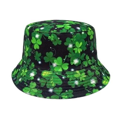 St Patricks Day Bucket Hat Reversible Mens Print Fancy Dress Ireland Irish Clover Saint Mens Womens