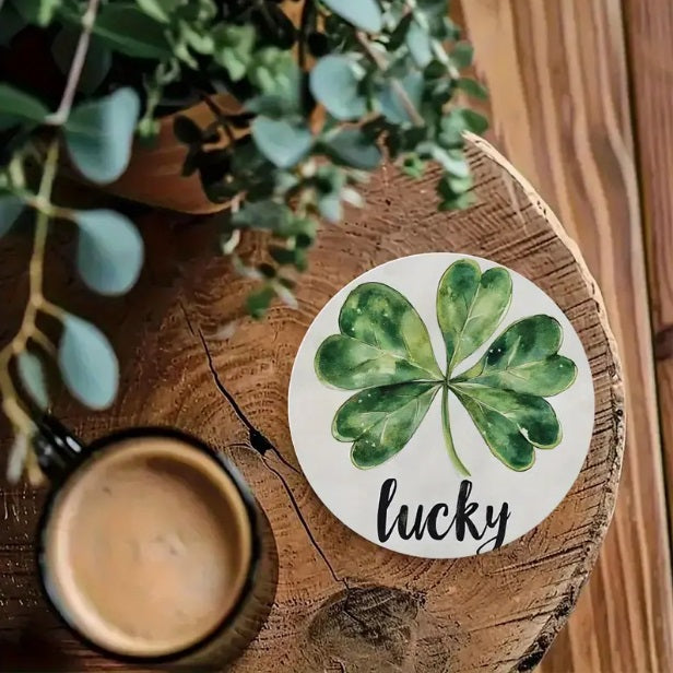 3 Pack Lucky Clover Coaster Mat Beer St Patricks Saint Gift Drink Wooden Ireland Irish