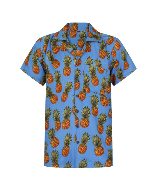 Pineapple Hawaiian Shirt Blue Stag Party Beach Holiday Loud Tropical S-XXL