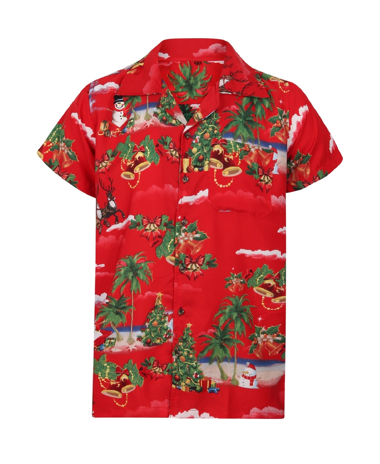 Christmas Hawaiian Shirt Mens Xmas Surfing Santa Claus Surf Party Loud Tree Jingle Bells Hawaii S-4XL