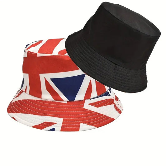 Union Jack Flag Bucket Hat Bull Dog Mens Jubilee Britain UK England Jubilee Reversible Coronation Mens Womens