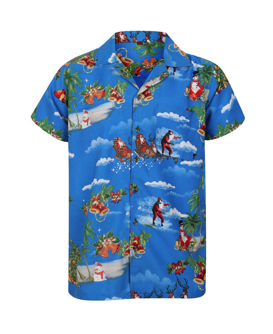 Christmas Hawaiian Shirt Mens Xmas Surfing Santa Surf Party Loud Hawaii S-4XL